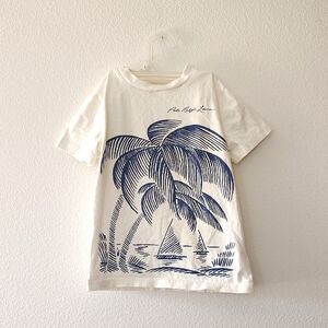 Polo Ralph Lauren Boys White and Blue Palm Tree Tee Size 5